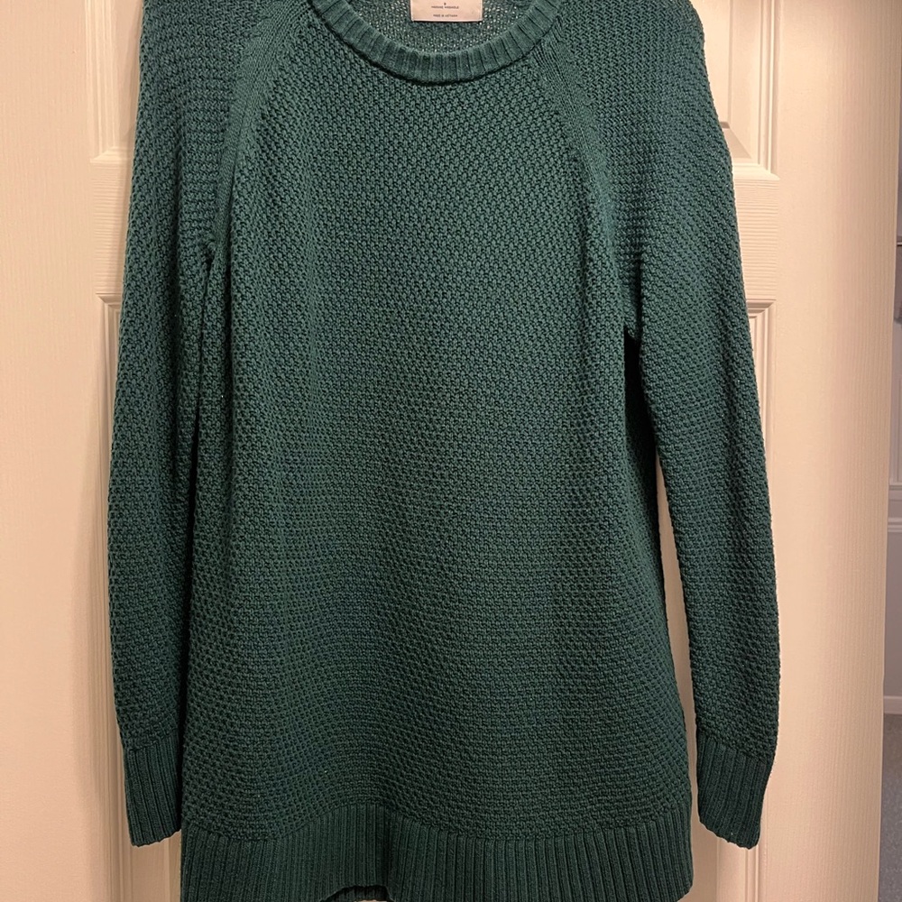 Old Navy Hunter Green Cotton Textured Knit Tunic Sweater